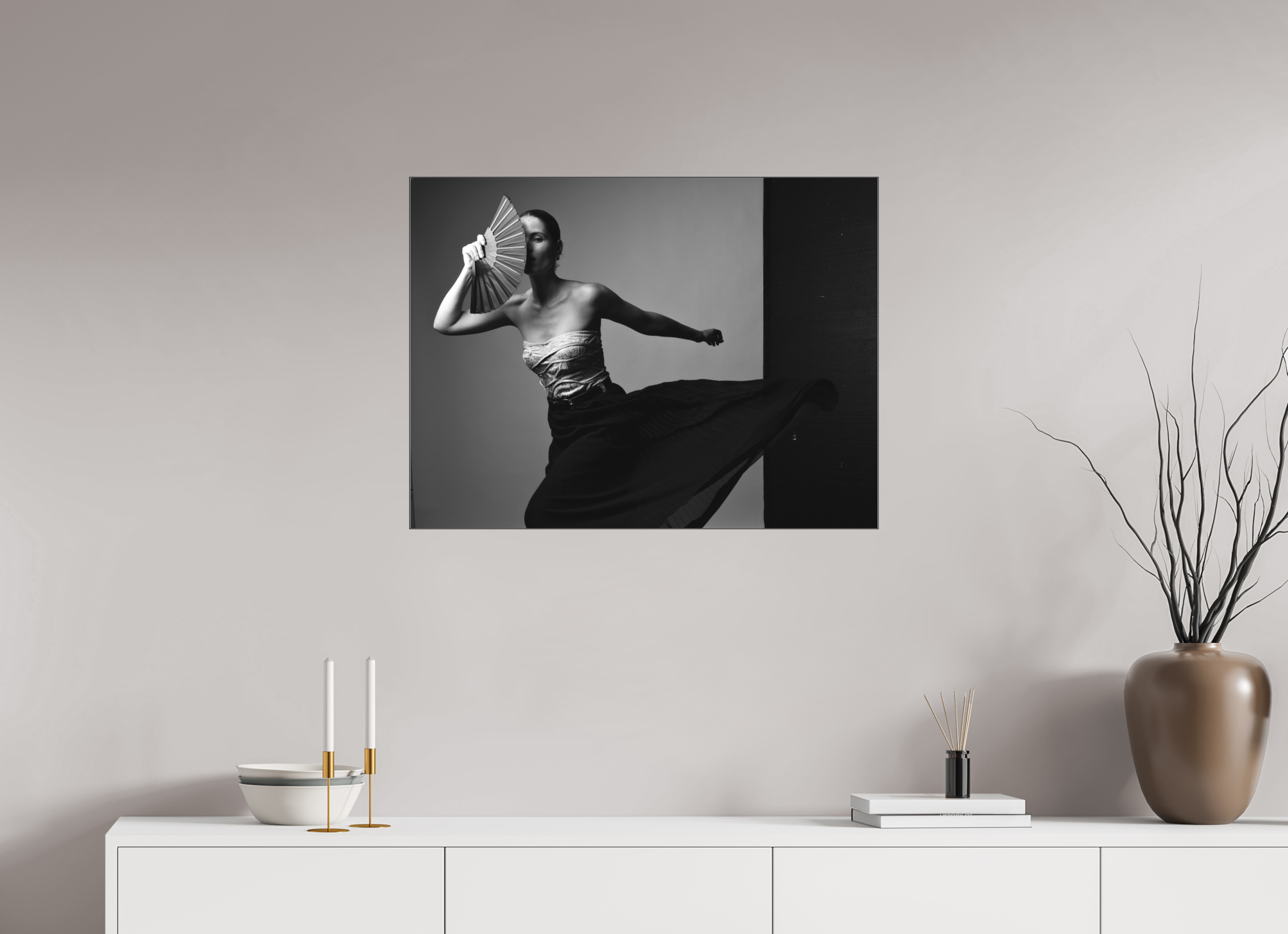 80 x 60 cm, SW Acrylglas matt Nadine - Fächer 2